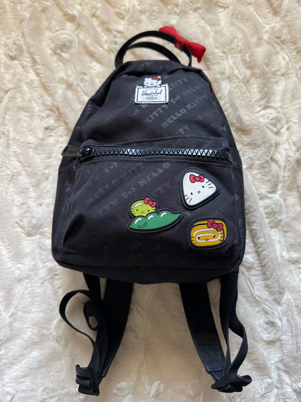 Herschel Supply Company Black Mini Nova Backpack with Hello Kitty Pins